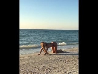 juicy wet kitty bent her back on the shore, non-porn, sexy, boobs, ass