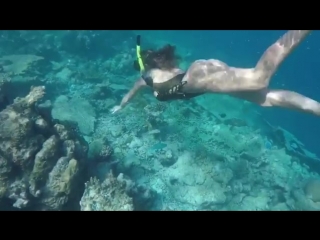 hot juicy babe with wet ass swims underwater, non-porn, sexy tits